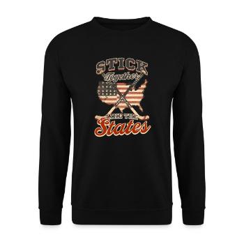 4. Juli Hockey Stick Together Like The States - Unisex Pullover - Schwarz - Vorne - Alina (178cm) & Michal (187cm)
