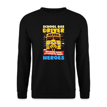 Busfahrer, auch Schüler brauchen Helden - Unisex Pullover - Schwarz - Vorne - Alina (178cm) & Michal (187cm)