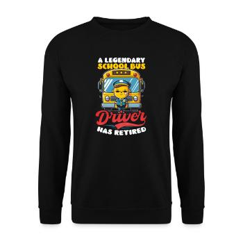 Busfahrer Legendery-Fahrer ist in Rente gegangen - Unisex Pullover - Schwarz - Vorne - Alina (178cm) & Michal (187cm)