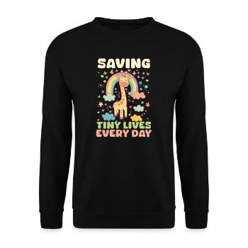 PICU-Krankenschwester rettet jeden Tag winzige Leben - Unisex Pullover - Schwarz - Vorne - Alina (178cm) & Michal (187cm)