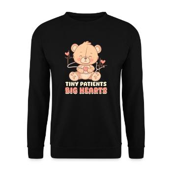 PICU-Krankenschwester Kleine Patienten, große Herzen - Unisex Pullover - Schwarz - Vorne - Alina (178cm) & Michal (187cm)