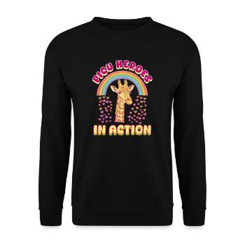PICU-Krankenschwester PICU-Helden in Aktion - Unisex Pullover - Schwarz - Vorne - Alina (178cm) & Michal (187cm)