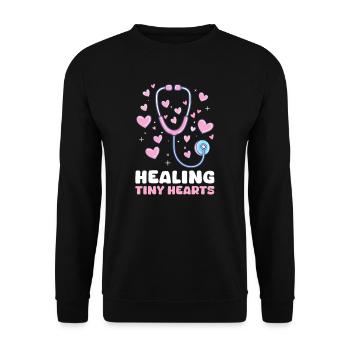 PICU Nurse Healing Tiny Hearts - Unisex Sweatshirt - black - Front - Alina (178cm) & Michal (187cm)