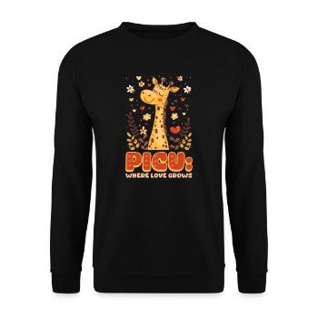 PICU Nurse PICU: Wo die Liebe wächst - Unisex Pullover - Schwarz - Vorne - Alina (178cm) & Michal (187cm)