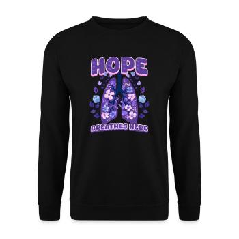Cystic Fibrosis Hope Breathes Here - Unisex Sweatshirt - black - Front - Alina (178cm) & Michal (187cm)