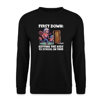 Football Mom First Down: Getting Kids School on Ti - Unisex Sweatshirt - black - Front - Alina (178cm) & Michal (187cm)