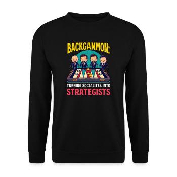 Funny Backgammon Turning Socialites into Strategis - Unisex Sweatshirt - black - Front - Alina (178cm) & Michal (187cm)