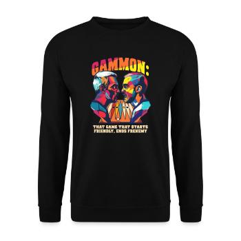 Funny Backgammon Game Starts Friendly, Ends Frenem - Unisex Sweatshirt - black - Front - Alina (178cm) & Michal (187cm)
