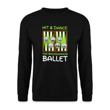 Funny Backgammon Hit & Dance: The Backgammon Balle - Unisex Sweatshirt - black - Front - Alina (178cm) & Michal (187cm)