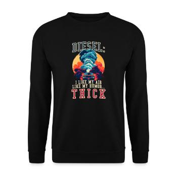 Dieselauto-Liebhaber, weil wie meine Luft wie Humor - Unisex Pullover - Schwarz - Vorne - Alina (178cm) & Michal (187cm)