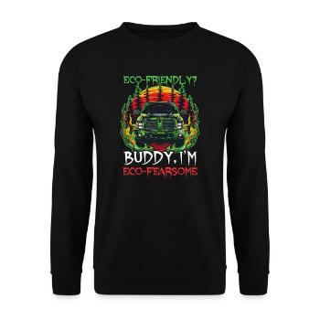 Diesel-Auto-Liebhaber Umweltfreundlich Ich bin öko-furchterregend - Unisex Pullover - Schwarz - Vorne - Alina (178cm) & Michal (187cm)