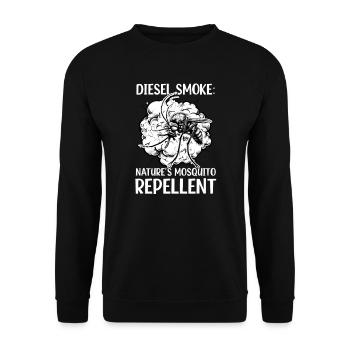 Diesel Auto Liebhaber Diesel Rauch Mückenschutz - Unisex Pullover - Schwarz - Vorne - Alina (178cm) & Michal (187cm)
