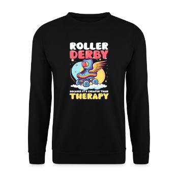 Roller Derby Thérapie moins chère - Sweat-shirt Unisexe - noir - Devant - Alina (178cm) & Michal (187cm)