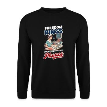 Patriotische Krankenschwester Freiheitsringe und Notruftelefone - Unisex Pullover - Schwarz - Vorne - Alina (178cm) & Michal (187cm)