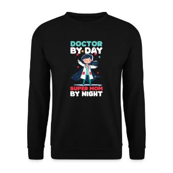 Maman vétérinaire médecin le jour, super maman la nuit - Sweat-shirt Unisexe - noir - Devant - Alina (178cm) & Michal (187cm)