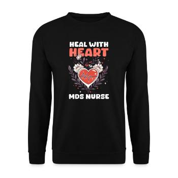 Infirmière MDS Guérir avec le cœur, Infirmière MDS - Sweat-shirt Unisexe - noir - Devant - Alina (178cm) & Michal (187cm)