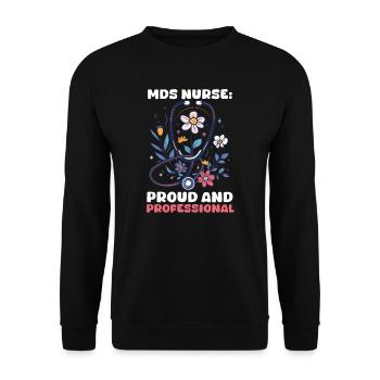 Infirmière MDS Infirmière MDS : fière et professionnelle - Sweat-shirt Unisexe - noir - Devant - Alina (178cm) & Michal (187cm)