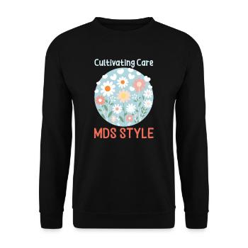 Infirmière MDS Cultiver les soins, style MDS - Sweat-shirt Unisexe - noir - Devant - Alina (178cm) & Michal (187cm)