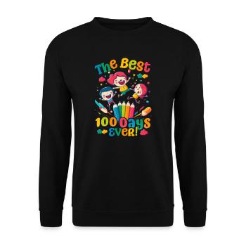 100 Tage in der Schule Die besten 100 Tage aller Zeiten - Unisex Pullover - Schwarz - Vorne - Alina (178cm) & Michal (187cm)
