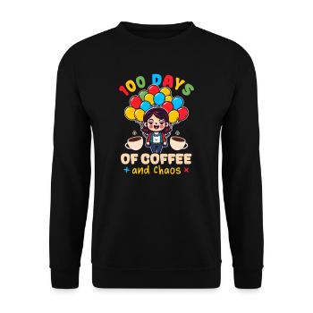 100 Days At School 100 Days Of Coffee And Chaos - Unisex Sweatshirt - black - Front - Alina (178cm) & Michal (187cm)