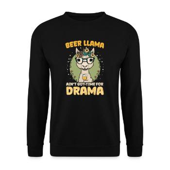 Alpaka Lama Bier Lama Hat Zeit - Unisex Pullover - Schwarz - Vorne - Alina (178cm) & Michal (187cm)