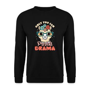 Alpaka-Lama: Sie können Drama verhindern - Unisex Pullover - Schwarz - Vorne - Alina (178cm) & Michal (187cm)