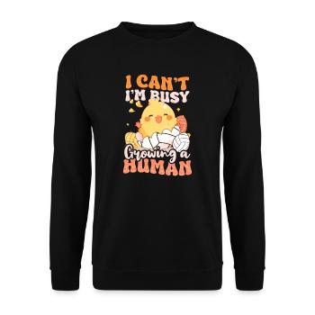 Volleyball Schwangerschaft Beschäftigt Wachsender Mensch - Unisex Pullover - Schwarz - Vorne - Alina (178cm) & Michal (187cm)