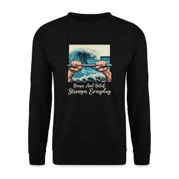 Bizeps beugen Bizeps Bizeps & Glaube: Jeden Tag stärker - Unisex Pullover - Schwarz - Vorne - Alina (178cm) & Michal (187cm)