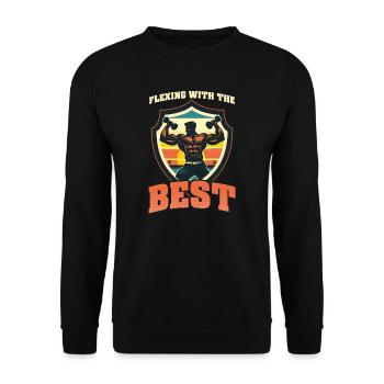 Flexing Biceps Flexing with the Best - Unisex Sweatshirt - black - Front - Alina (178cm) & Michal (187cm)