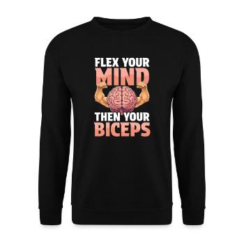 Flexing Biceps Flex Your Mind, Then Your Biceps - Unisex Sweatshirt - black - Front - Alina (178cm) & Michal (187cm)