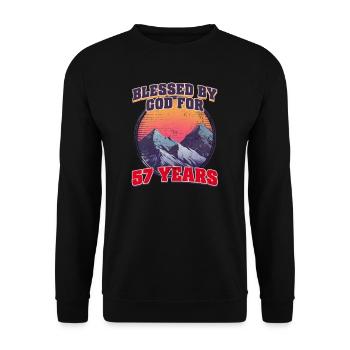 57th Birthday Bless by God for 57 Years - Unisex Sweatshirt - black - Front - Alina (178cm) & Michal (187cm)