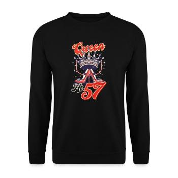 57th Birthday Queen at 57 - Unisex Sweatshirt - black - Front - Alina (178cm) & Michal (187cm)
