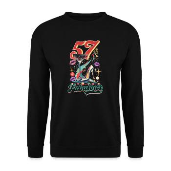 57. Geburtstag 57 & fabelhaft - Unisex Pullover - Schwarz - Vorne - Alina (178cm) & Michal (187cm)