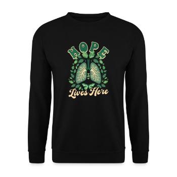 Lung Transplant Hope Lives Here - Unisex Sweatshirt - black - Front - Alina (178cm) & Michal (187cm)