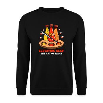Hot Sauce Aficionado Elevating Heat The Art Sauce - Unisex Sweatshirt - black - Front - Alina (178cm) & Michal (187cm)