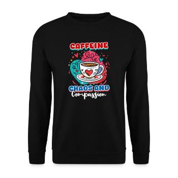 ED-Krankenschwester Koffein, Chaos Und Mitgefühl - Unisex Pullover - Schwarz - Vorne - Alina (178cm) & Michal (187cm)