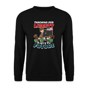 Un enseignant patriotique enseignant la liberté façonne l’avenir - Sweat-shirt Unisexe - noir - Devant - Alina (178cm) & Michal (187cm)