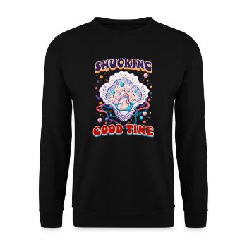 Austernschälen gute Zeit - Unisex Pullover - Schwarz - Vorne - Alina (178cm) & Michal (187cm)