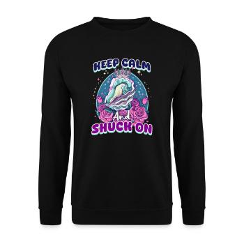 Auster Bleiben Sie ruhig und ziehen Sie an - Unisex Pullover - Schwarz - Vorne - Alina (178cm) & Michal (187cm)