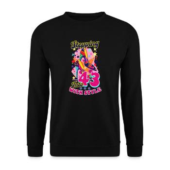 43. Geburtstag Mit Stil in die 43 - Unisex Pullover - Schwarz - Vorne - Alina (178cm) & Michal (187cm)