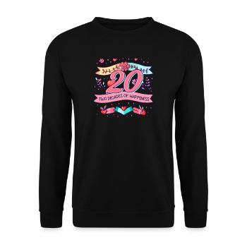 20 Jahre Jubiläum Zwei Jahrzehnte Glück - Unisex Pullover - Schwarz - Vorne - Alina (178cm) & Michal (187cm)
