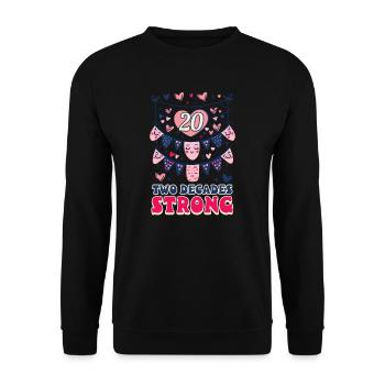 20 Jahre Jubiläum Zwei Jahrzehnte stark - Unisex Pullover - Schwarz - Vorne - Alina (178cm) & Michal (187cm)