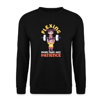 Bodybuilding Mama Flexing Mehr als nur Geduld - Unisex Pullover - Schwarz - Vorne - Alina (178cm) & Michal (187cm)