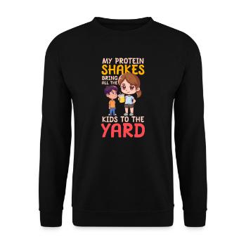 Bodybuilding Mom Protein Shakes bringen Kinder in den Garten - Unisex Pullover - Schwarz - Vorne - Alina (178cm) & Michal (187cm)