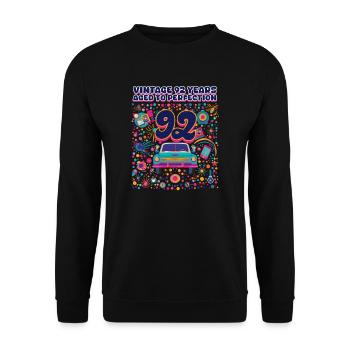 92. Geburtstag Jahrgang 92 Jahre - Perfekt gereift - Unisex Pullover - Schwarz - Vorne - Alina (178cm) & Michal (187cm)