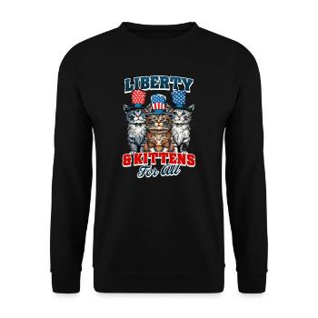 4. Juli Cat Liberty & Kätzchen für alle - Unisex Pullover - Schwarz - Vorne - Alina (178cm) & Michal (187cm)