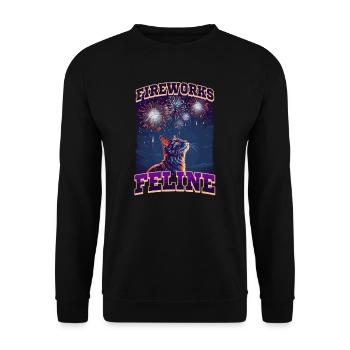 4. Juli Katzenfeuerwerk Katze Katze - Unisex Pullover - Schwarz - Vorne - Alina (178cm) & Michal (187cm)