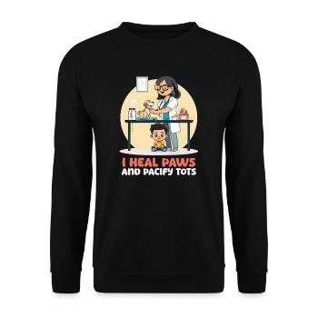 Maman vétérinaire Je guéris les pattes et apaise les tout-petits - Sweat-shirt Unisexe - noir - Devant - Alina (178cm) & Michal (187cm)
