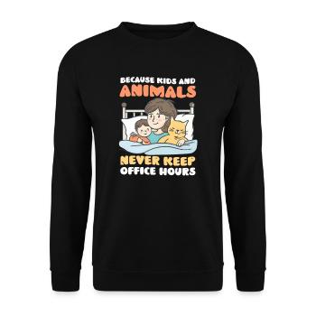 Les animaux vétérinaires maman enfants ne gardent jamais les heures de bureau - Sweat-shirt Unisexe - noir - Devant - Alina (178cm) & Michal (187cm)