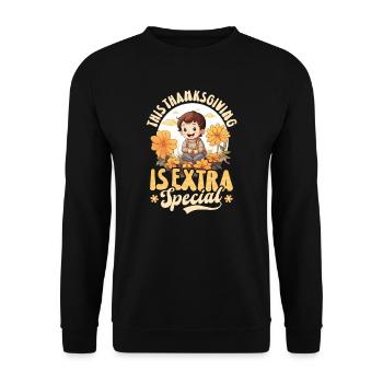 Pregnancy Announcement Thanksgiving Is Special - Unisex Sweatshirt - black - Front - Alina (178cm) & Michal (187cm)